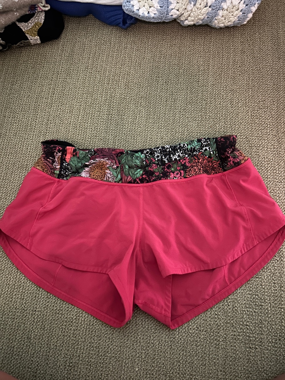 Bright Pink Athletic Skort with Floral Waistband